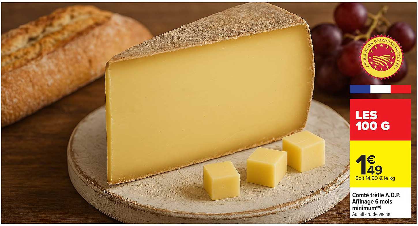 Comté trèfle A.O.P. Affinage 6 mois minimum
