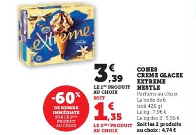CONES CREME GLACEE EXTREME NESTLE