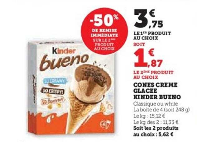 Cones Crème Glacée Kinder Bueno