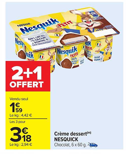 Crème dessert(m) NESQUIK Chocolat, 6 x 60 g.