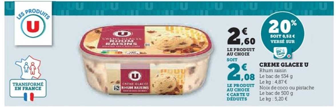 CRÈME GLACÉE U Rhum Raisin