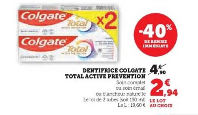 DENTIFRICE COLGATE TOTAL ACTIVE PREVENTION