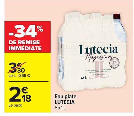 Eau plate LUTECIA 6 x 1L