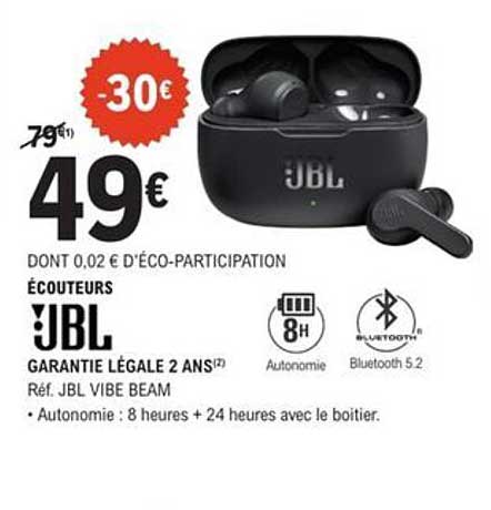 ÉCOUTEURS JBL VIBE BEAM