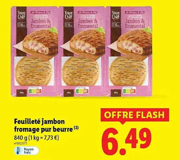 Feuilleté jambon fromage pur beurre