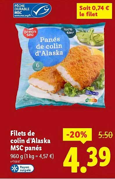 Filets de colin d’Alaska MSC panés