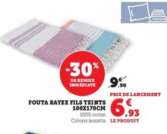 FOUTA RAYEE FILS TEINTS 100X170CM