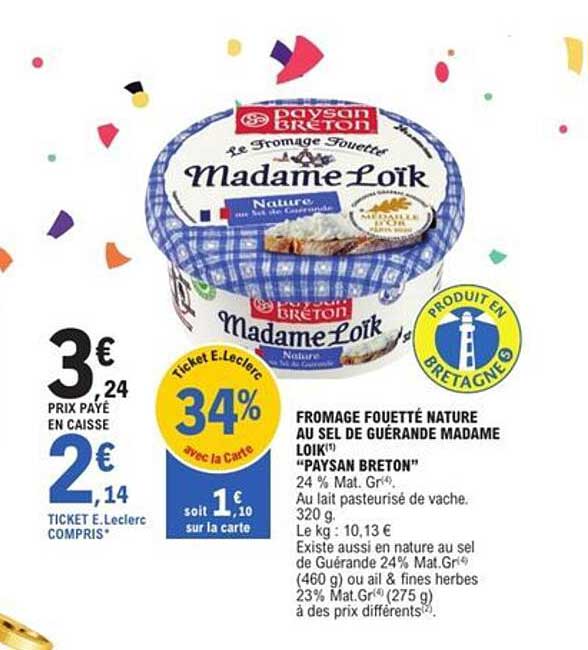 FROMAGE FOUETTÉ NATURE AU SEL DE GUÉRANDE MADAME LOIK