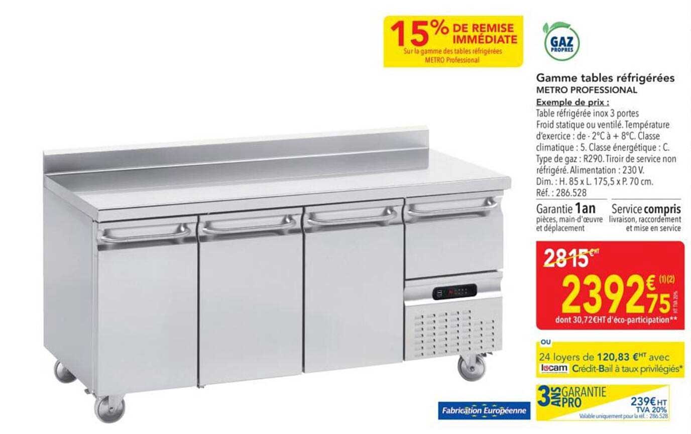 Gamme tables réfrigérées METRO PROFESSIONAL