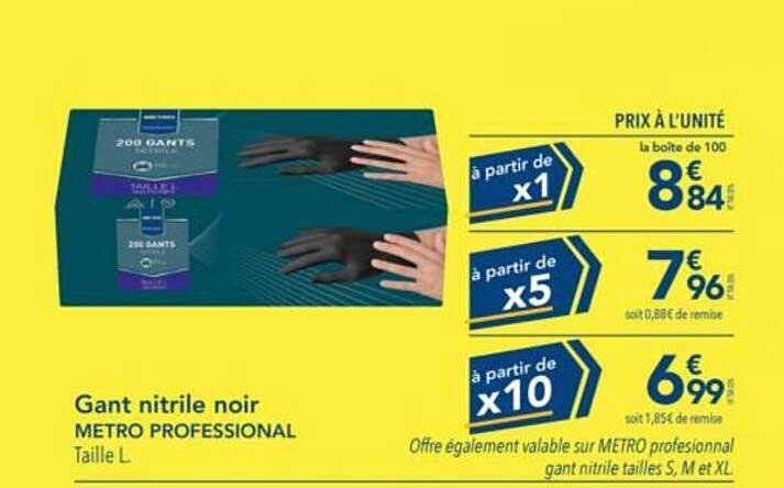 Gant nitrile noir METRO PROFESSIONAL Taille L