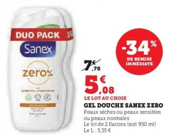 GEL DOUCHE SANEX ZERO