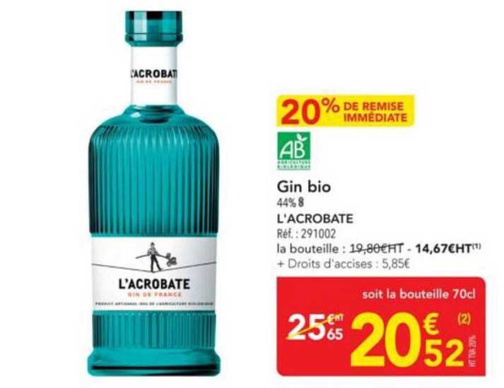 Gin bio L'ACROBATE - 20% de remise immédiate