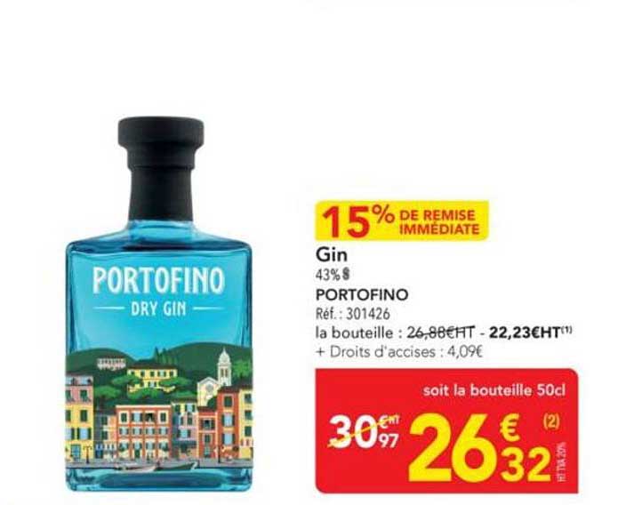 Gin PORTOFINO 15% de remise immédiate