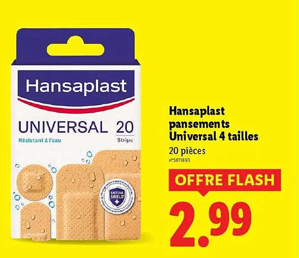 Hansaplast pansements Universal 4 tailles 20 pièces