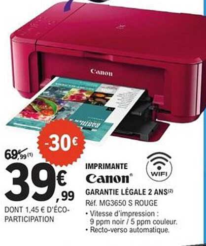 IMPRIMANTE Canon GARANTIE LÉGALE 2 ANS