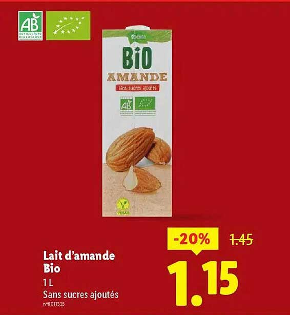 Lait d’amande Bio 1L -20%
