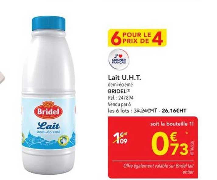 Lait U.H.T. demi-écrémé BRIDEL