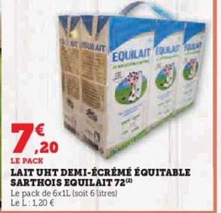 LAIT UHT DEMI-ÉCRÉMÉ ÉQUITABLE SARTHOIS ÉQUITAILT 72