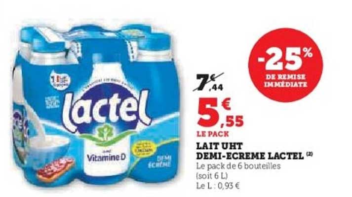 LAIT UHT DEMI-ECRÈME LACTEL