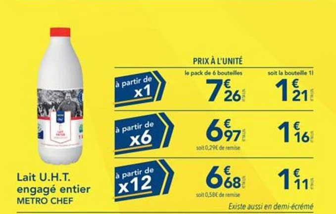 Lait U.H.T. engagé entier METRO CHEF