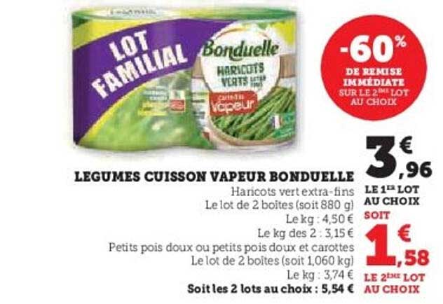 LEGUMES CUISSON VAPEUR BONDUELLE