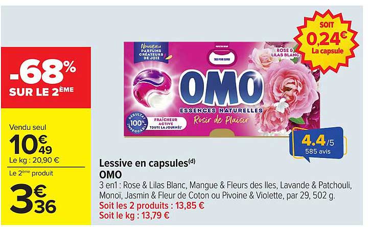 Lessive en capsules OMO - 3 en 1