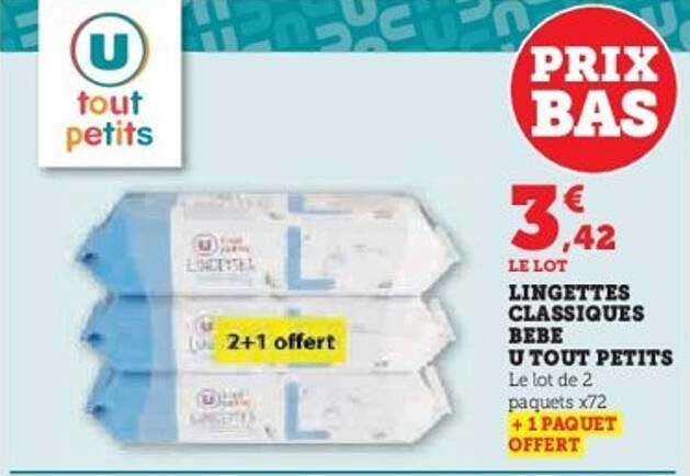 LINGETTES CLASSIQUES BEBE U TOUT PETITS