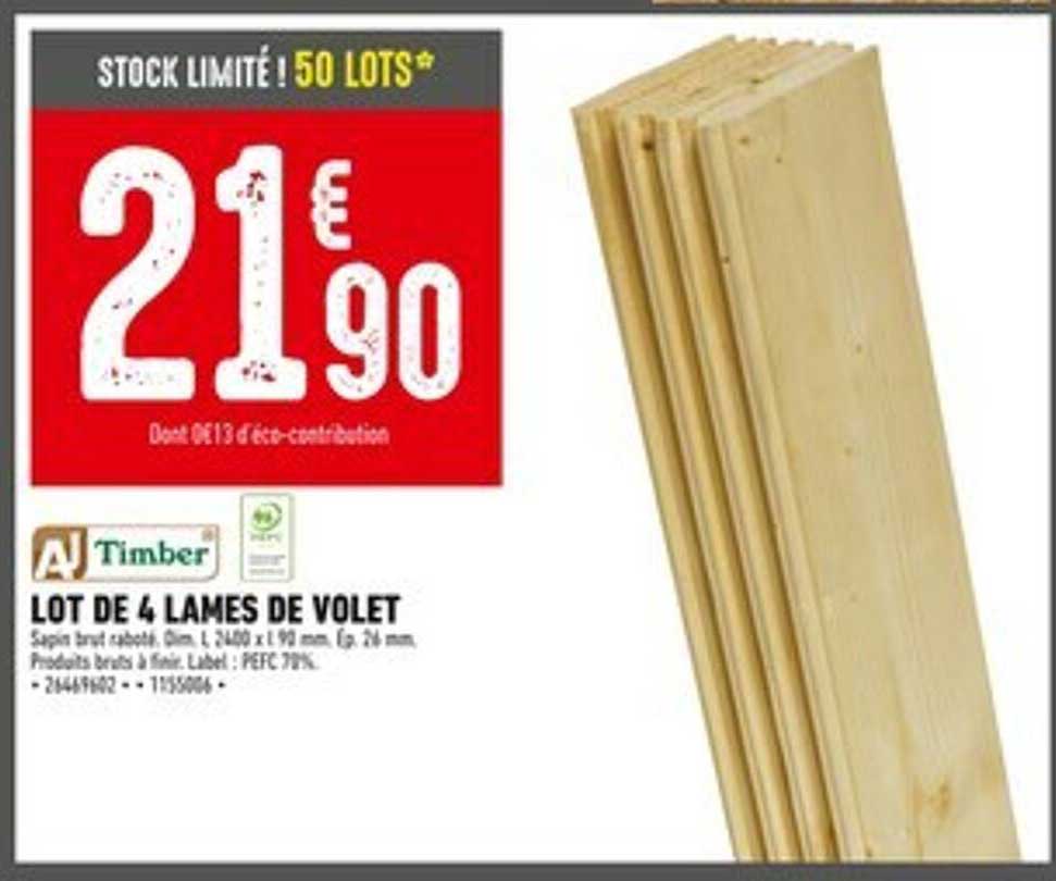LOT DE 4 LAMES DE VOLET