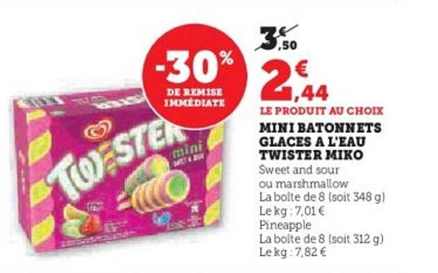 MINI BATONNETS GLACES A L'EAU TWISTER MIKO