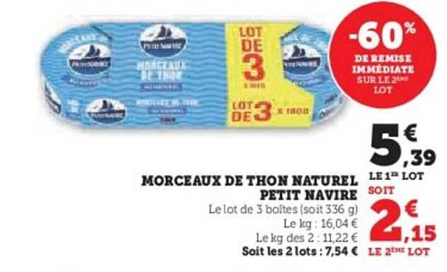 Morceaux de thon naturel Petit Navire