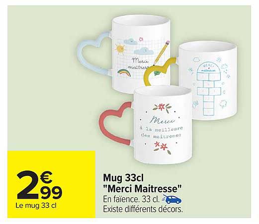 Mug 33cl "Merci Maitresse"