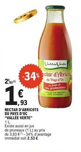 NECTAR D'ABRICOTS DU PAYS D'OC "VALLÉE VERTE"