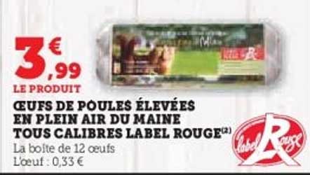 Œufs de poules élevées en plein air du Maine tous calibres Label Rouge