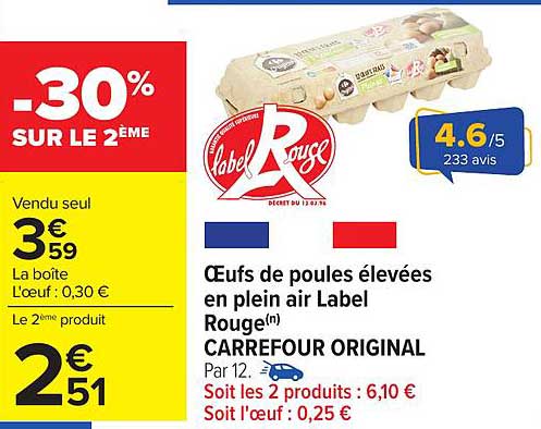 Œufs de poules élevées en plein air Label Rouge