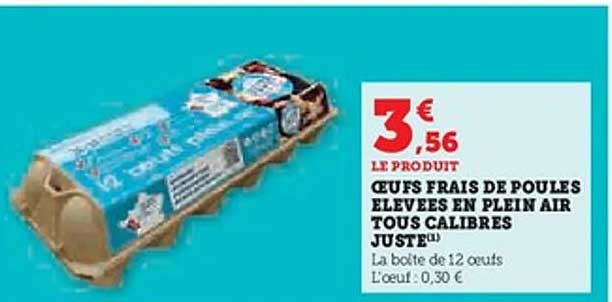 Œufs frais de poules élevées en plein air tous calibres JUSTE