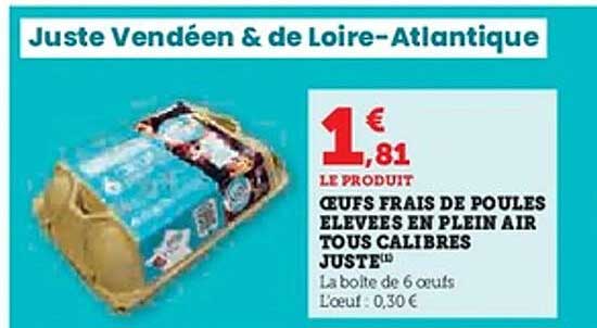 Œufs frais de poules élevées en plein air tous calibres Juste