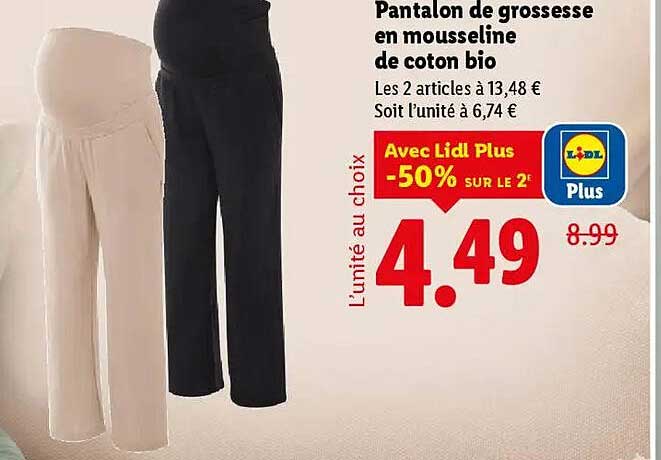 Pantalon de grossesses en mousseline de coton bio