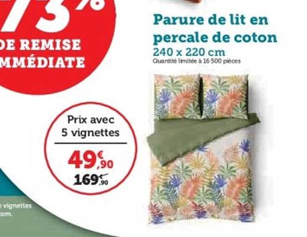 Parure de lit en percale de coton 240 x 220 cm