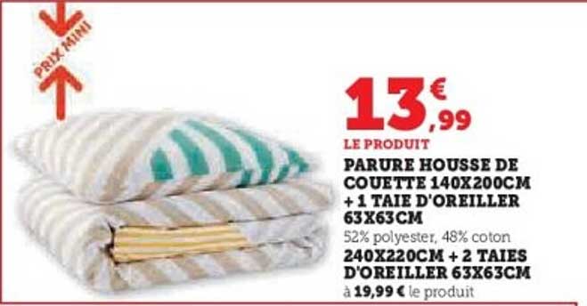 PARURE HOUSSE DE COUETTE 140X200CM + 1 TAIE D'OREILLER 63X63CM