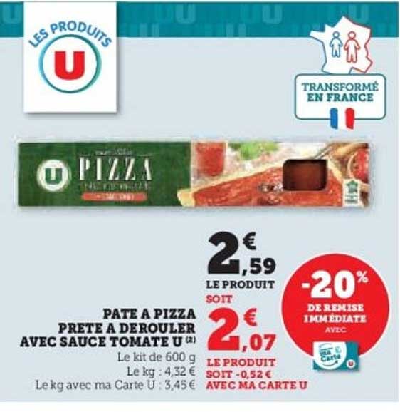 PATE A PIZZA PRETE A DEROULER AVEC SAUCE TOMATE U