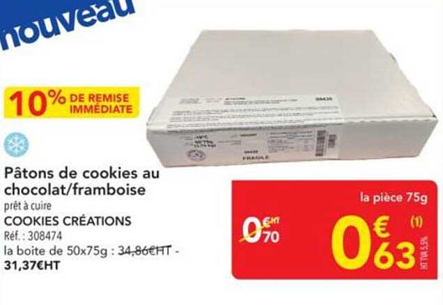 Pâtons de cookies au chocolat/framboise