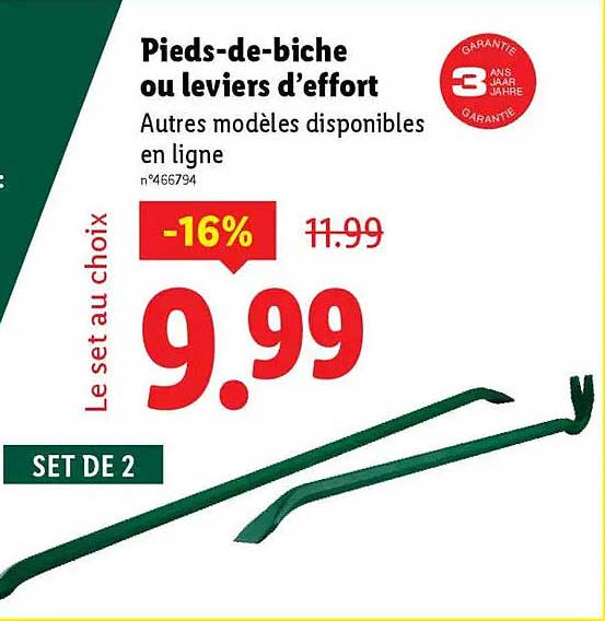 Pieds-de-biche ou leviers d’effort
