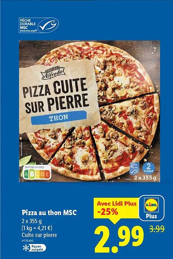 Pizza cuite sur pierre Thon