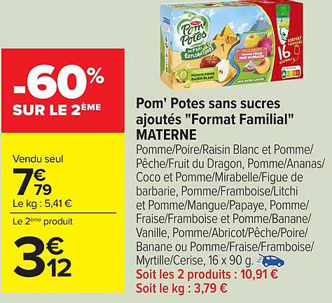 Pom' Potes sans sucres ajoutés "Format Familial" MATERNEL