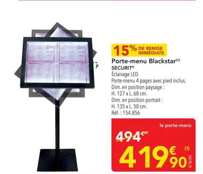 Porte-menu Blackstar(c) SECURIT®