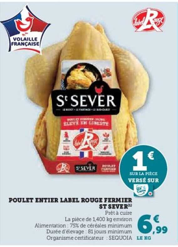 POULET ENTIER LABEL ROUGE FERMIER ST SEVER