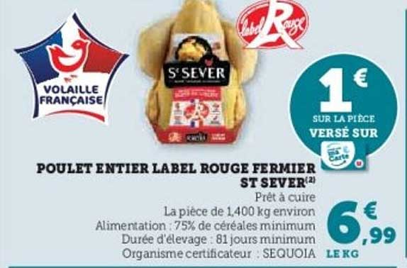 POULET ENTIER LABEL ROUGE FERMIER ST SEVER