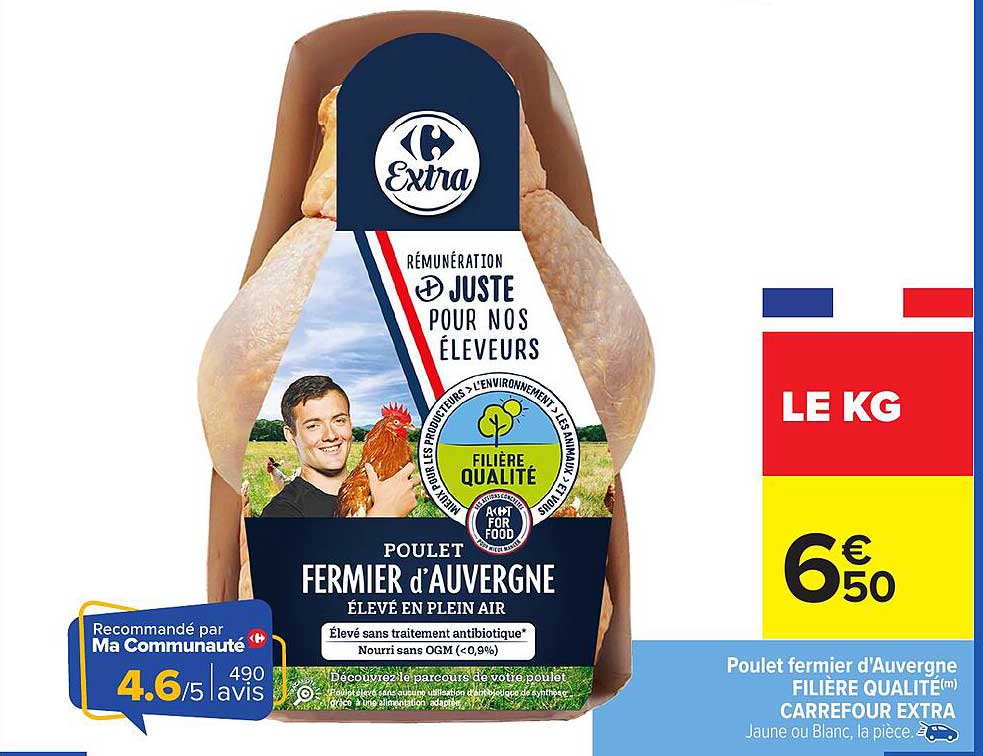 Poulet fermier d'Auvergne Élevé en plein air