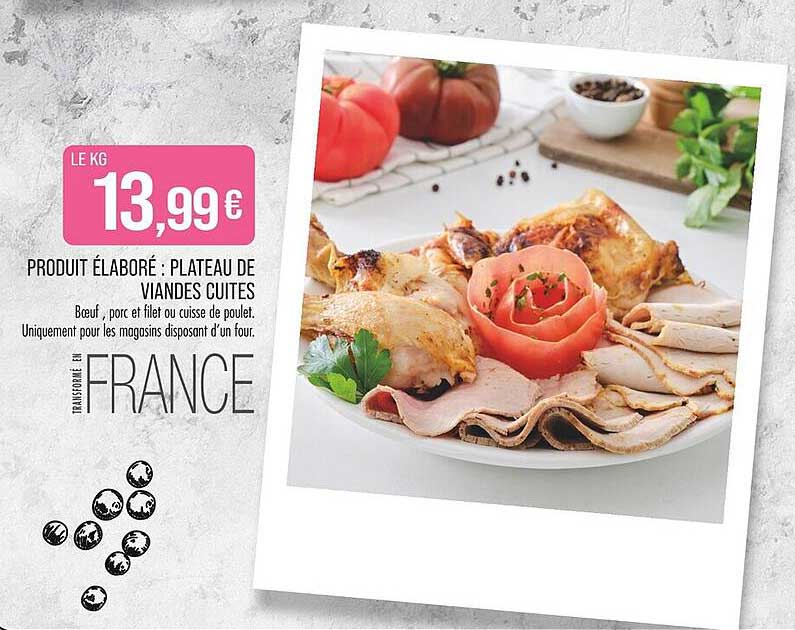 Produit élaboré : Plateau de viandes cuites