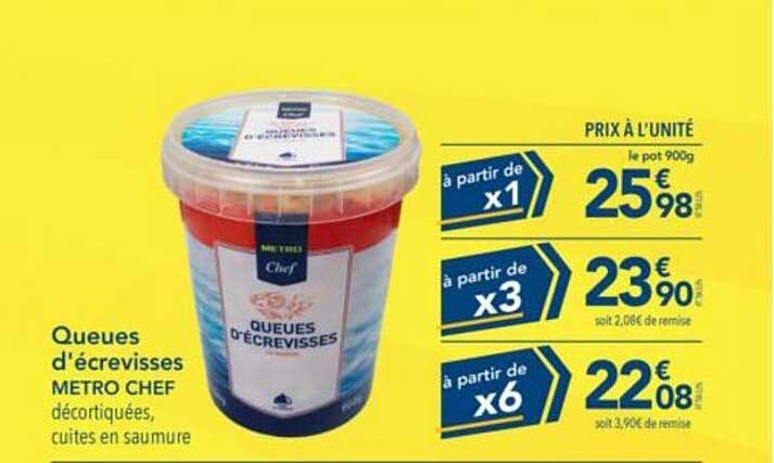 Queues d'écrevisses METRO CHEF décortiquées, cuites en saumure